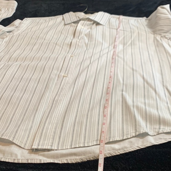 Men's POP ICON CLOTHING White Gray Black Striped Casual Button Down Shirt XL - Picture 6 of 6